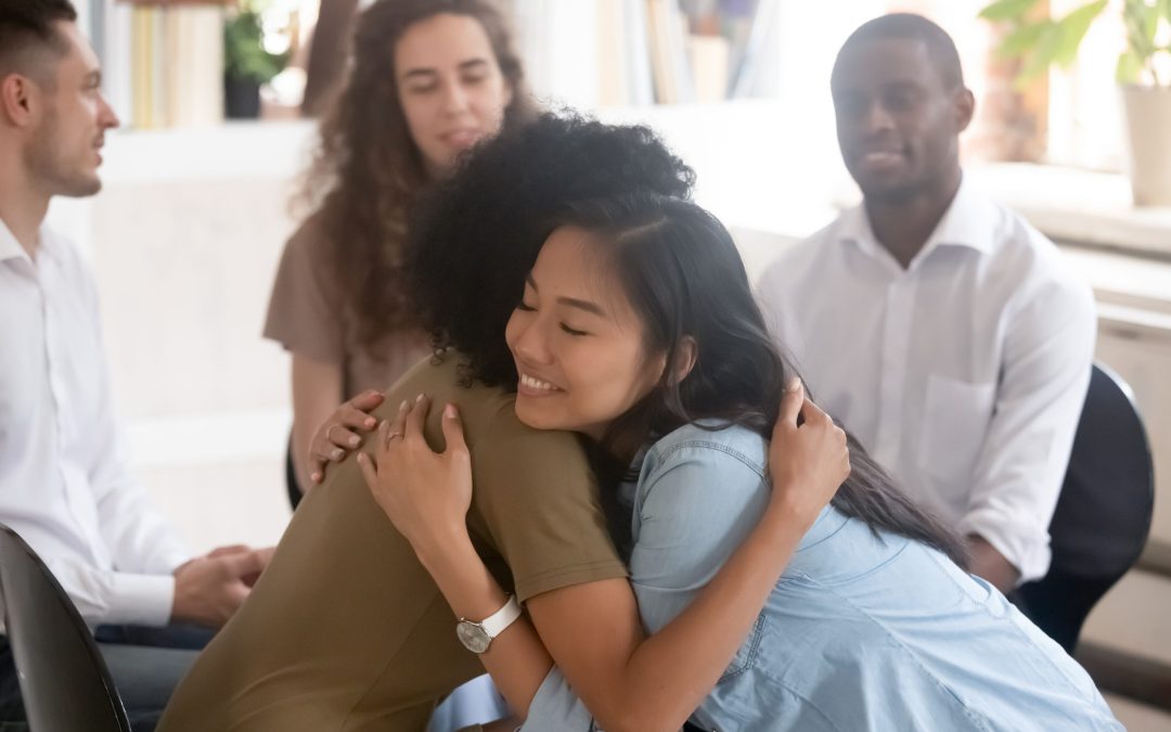 diverse group participating in a supportive mental health discussion